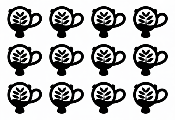 Black Coffee Cup Plant Silhouette SVG