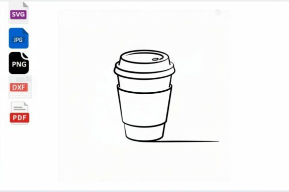 Coffee Cup Line Art SVG Cut File