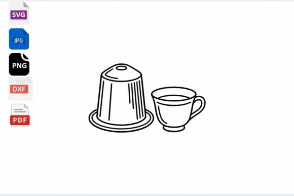 Coffee Pod and Cup Line Art SVG