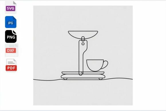 Coffee Scale Cup Line Art SVG