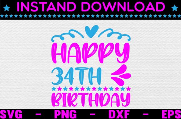 HAPPY 34TH BIRTHDAY SVG Design Review
