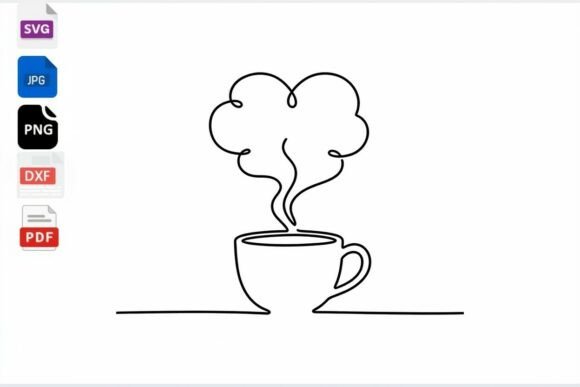 Minimalist Coffee Cup Line Art SVG
