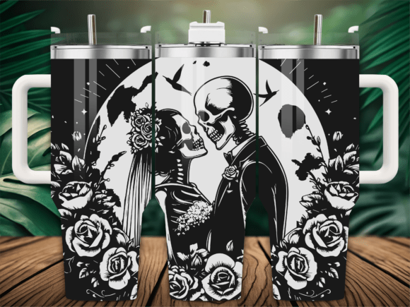 Roses Skeleton Lover Bird Tumbler Design Review